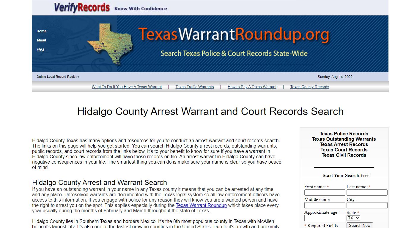 Hidalgo County Arrest Warrants Search